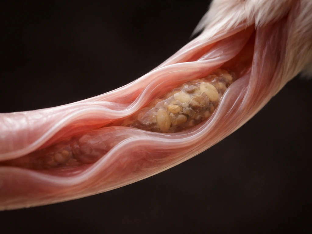 Minimal photo-like cutaway showing a bird gullet with food moving downward via wave-like muscular contractions.