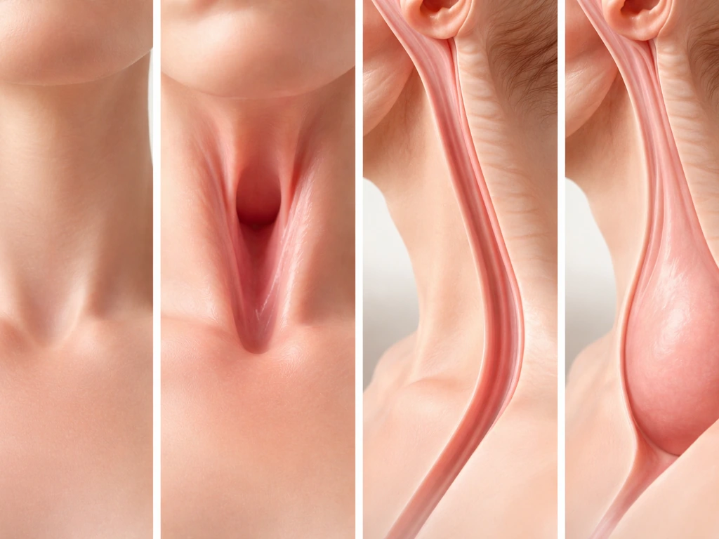 Minimal anatomical-style scene with four labeled-free body areas suggested by clean, realistic close-ups