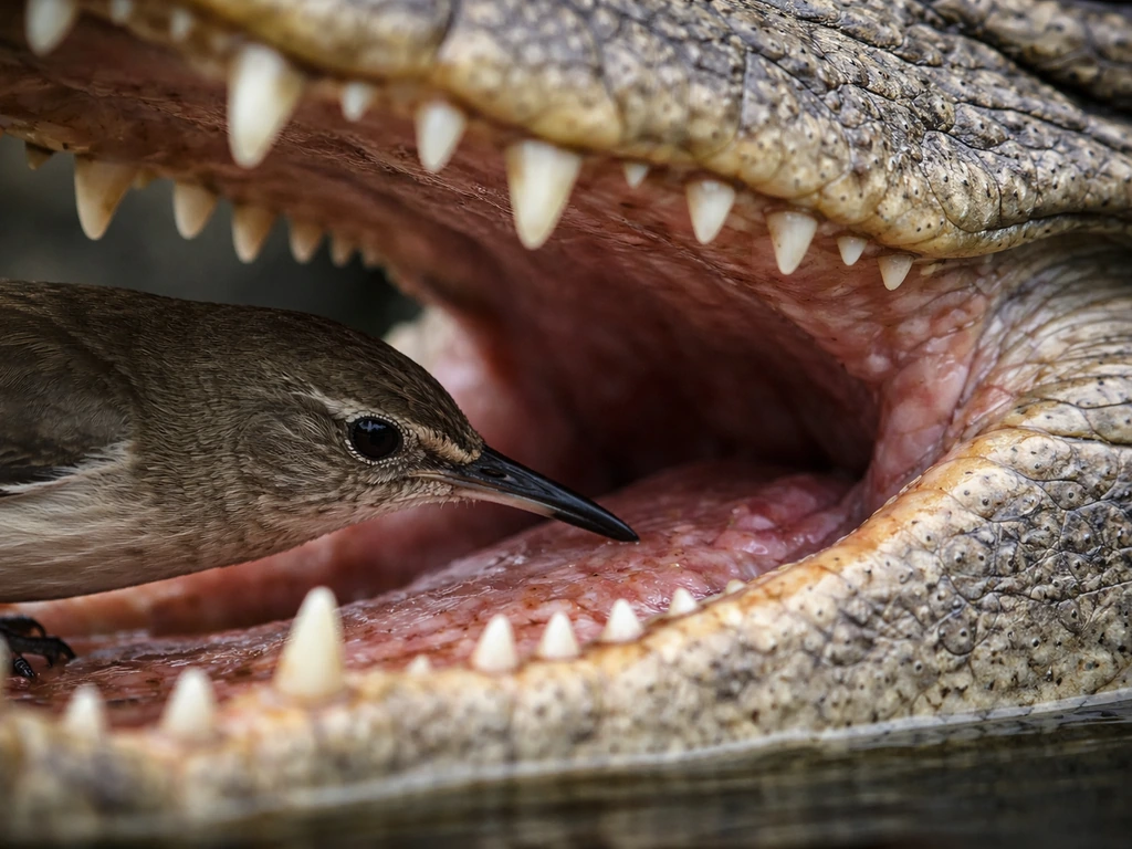 what bird cleans an alligator's teeth