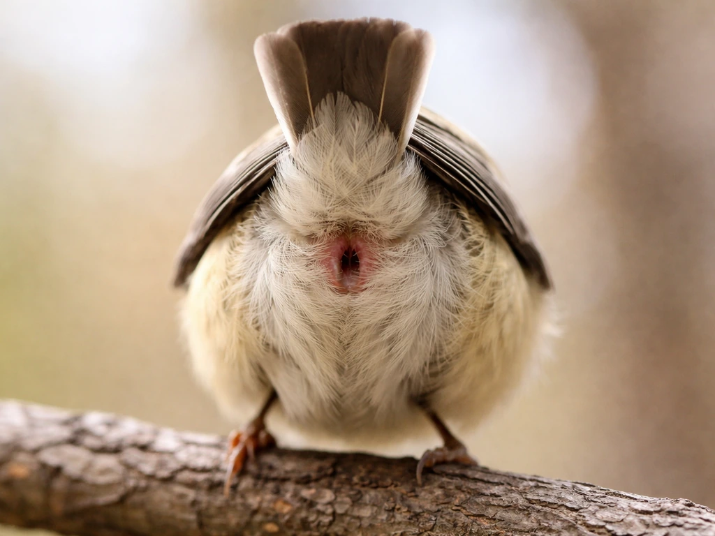 Close-up of a perched bird’s tail base underside, showing the vent/cloaca location safely.