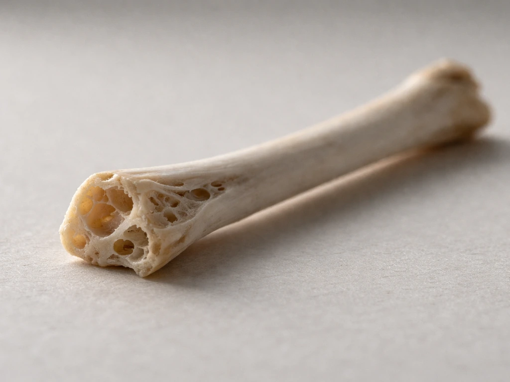 Macro close-up of a bird long bone showing hollow, lightweight structure and internal support.