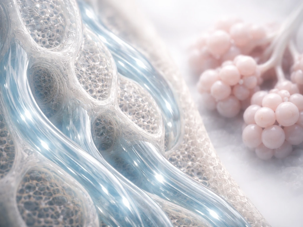 Macro close-up of bird lung parabronchi with surrounding gas-exchange surfaces and blurred alveoli reference.