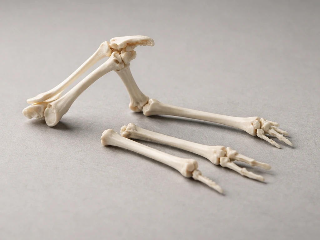 Cutaway bird wing bone model showing shoulder and upper arm bones arranged clearly.